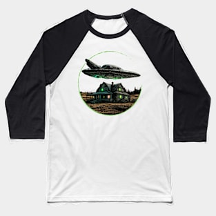 UFO Flying Saucer Alien Abduction Baseball T-Shirt